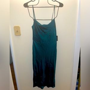Cowl Neck Midi Dress. Color: Teal
